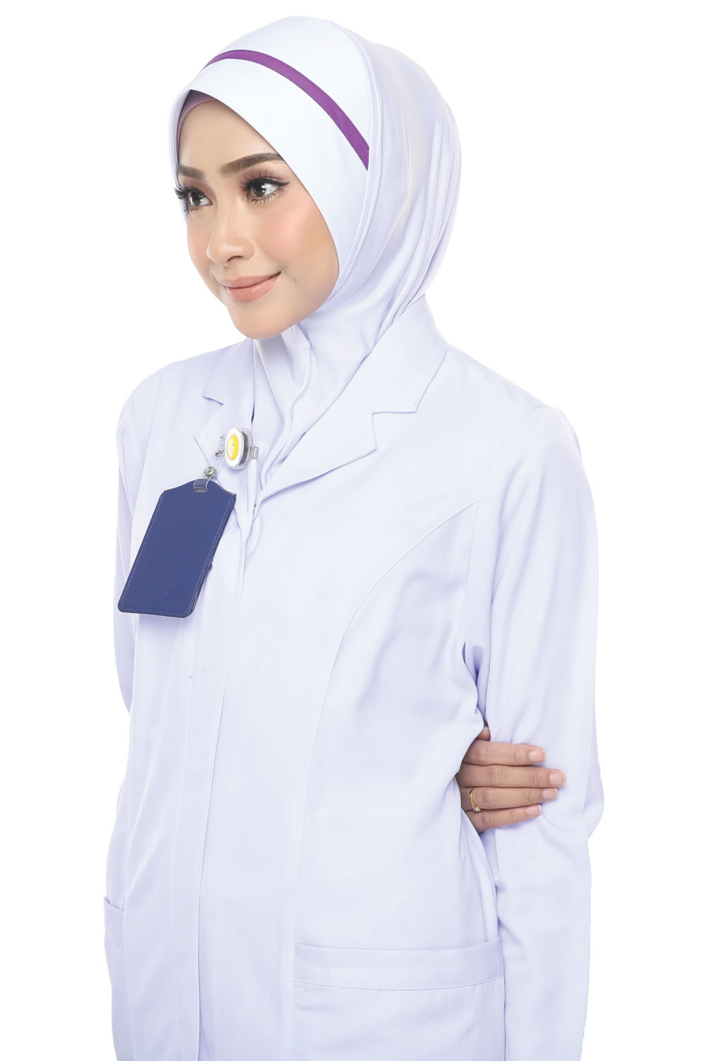 Tudung Uniform Nurse Line Purple (M)